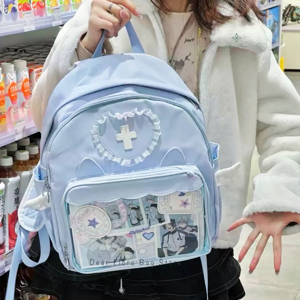 y2k mignon clair ita sac femmes lolita sac à dos kawaii fille sac à bandoulière bricolage affichage poche transparente poupée japonaise fourre-tout sacs à main