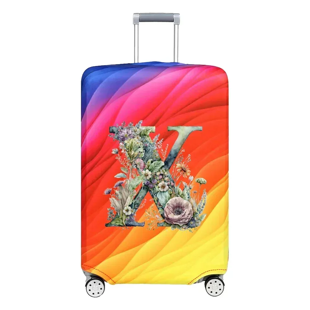 housse de protection extensible pour valise, série florale et lettres, pour valises de 18 à 32 pouces, organisateur de voyage