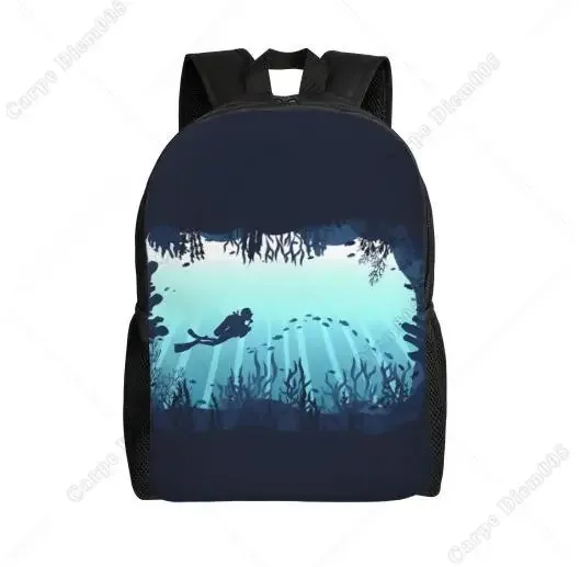 sac à dos à motif de plongée sous-marine, sacs d'école, sacs de voyage pour ordinateur portable de 15 pouces, unisexe en polyester pour le travail de randonnée en plein air