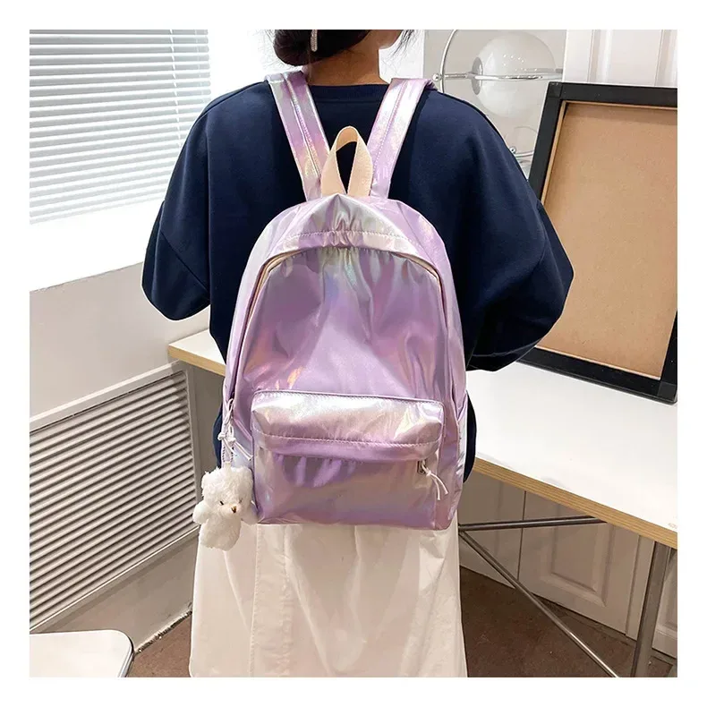 sacs à dos brillants kpop pour femmes, grande capacité, décontractés, pour filles, sac d'école, sac à dos pour ordinateur portable, sac de voyage en cuir pu, sac à dos féminin
