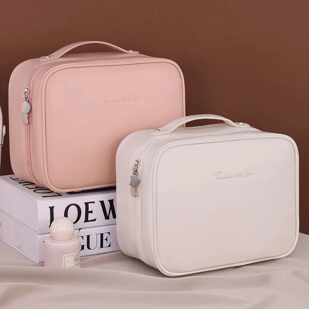 grande trousse de toilette en pu pour femmes, sac de maquillage et de soins de la peau, organisateur de cosmétiques de luxe