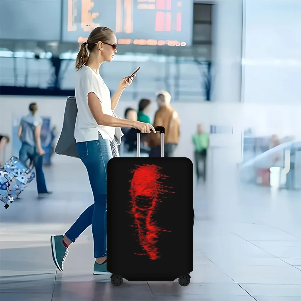 1 housse de bagage rouge avec imprimé crâne burr. convient aux valises de 18 à 32 pouces ; protège efficacement vos bagages.