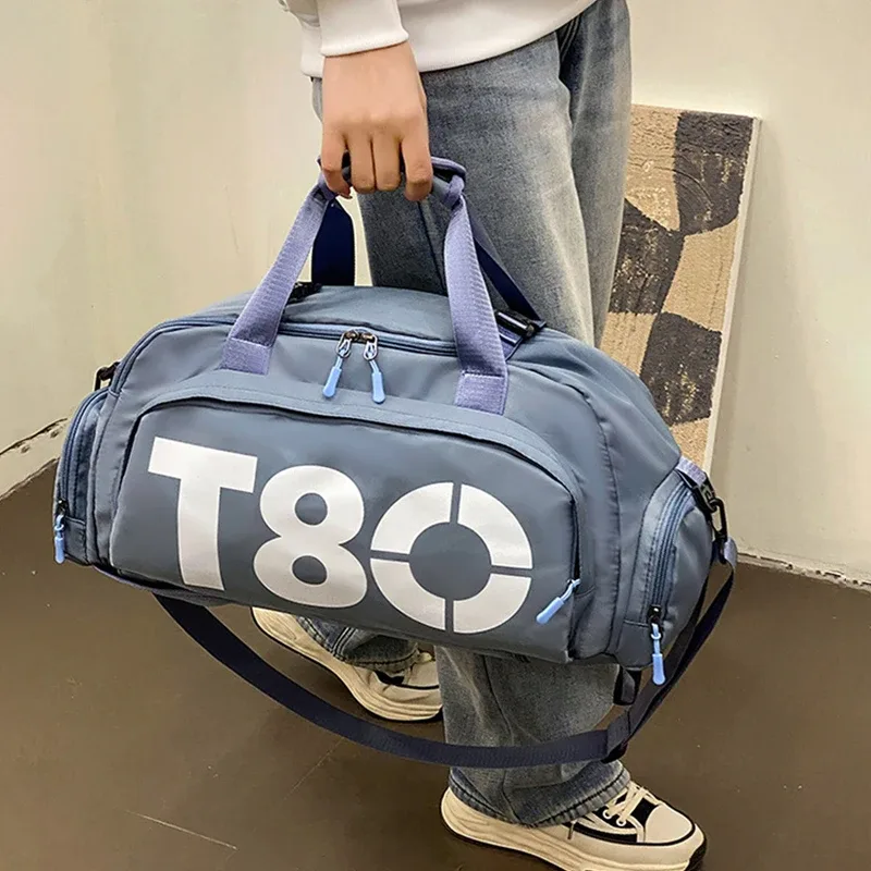 Sac à main pour femme T80, sac à dos de sport pour homme, sac de fitness, sac de voyage, sac à bandoulière, sac de sport, sac Boston portable