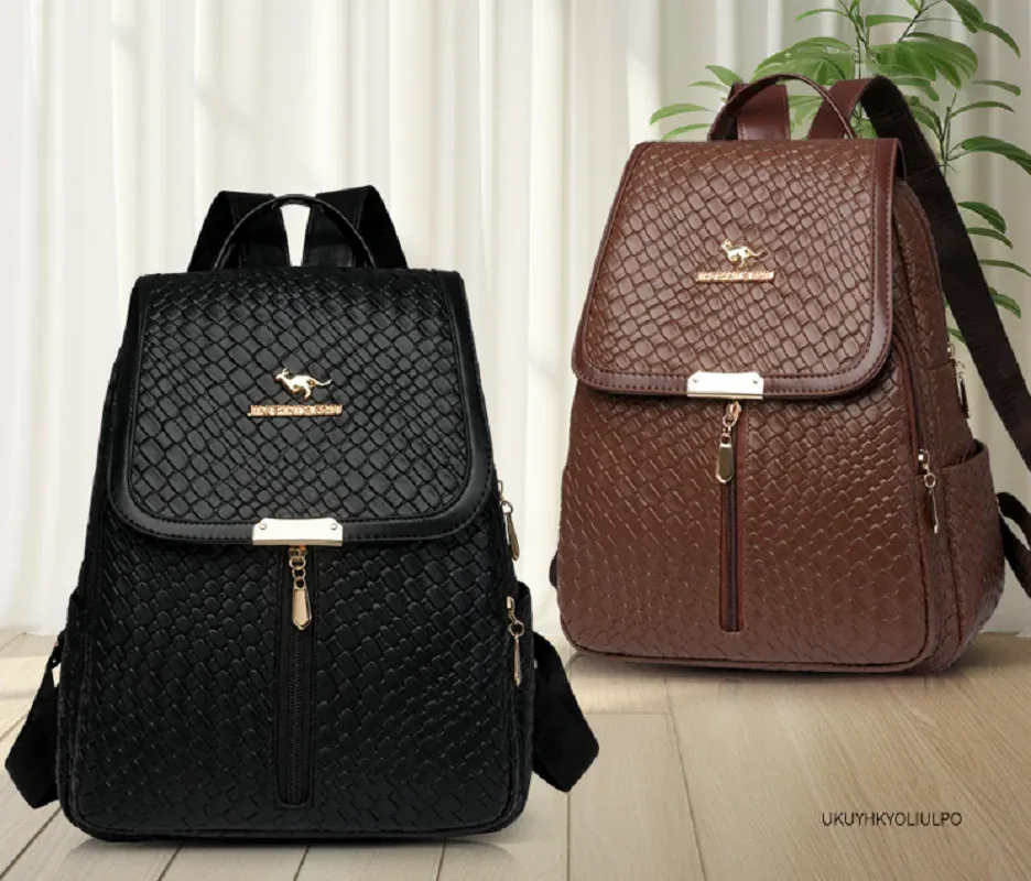 2025 femmes mode tissage cuir voyage sacs à dos coréen grande capacité sacs à bandoulière fourre-tout sac d'école sac à dos à bandoulière