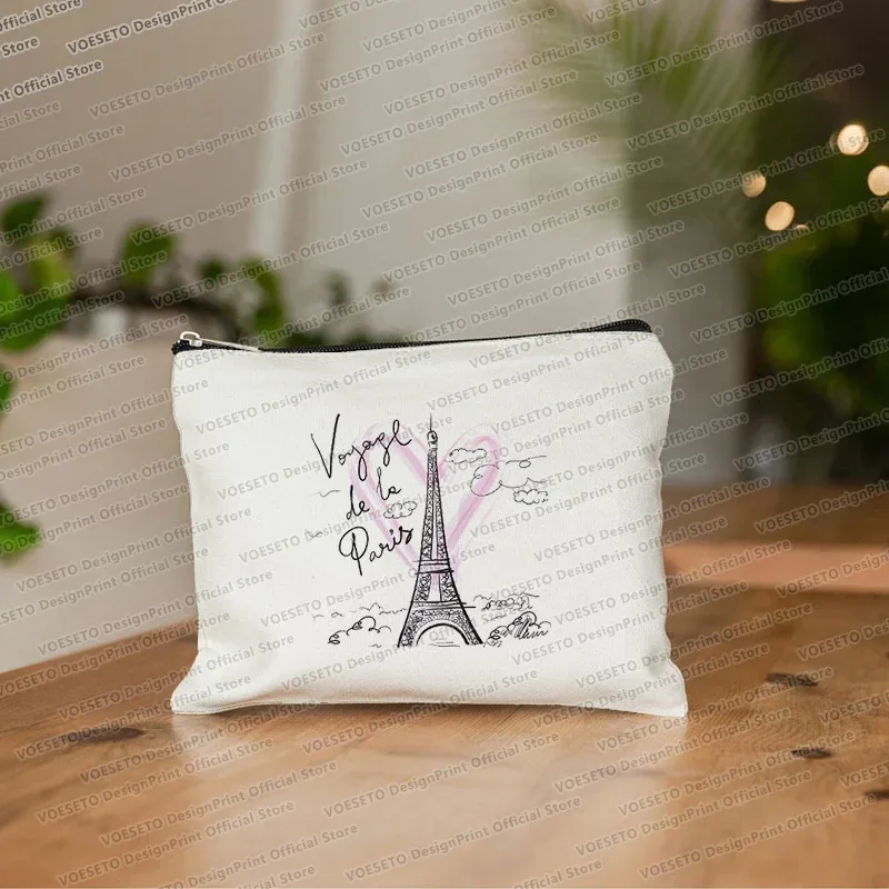 sac de maquillage imprimé tour eiffel de paris, trousse de toilette de voyage, organiseur de cosmétiques, pochette en toile pour femme, fermeture éclair, sacs à cosmétiques, meilleur cadeau