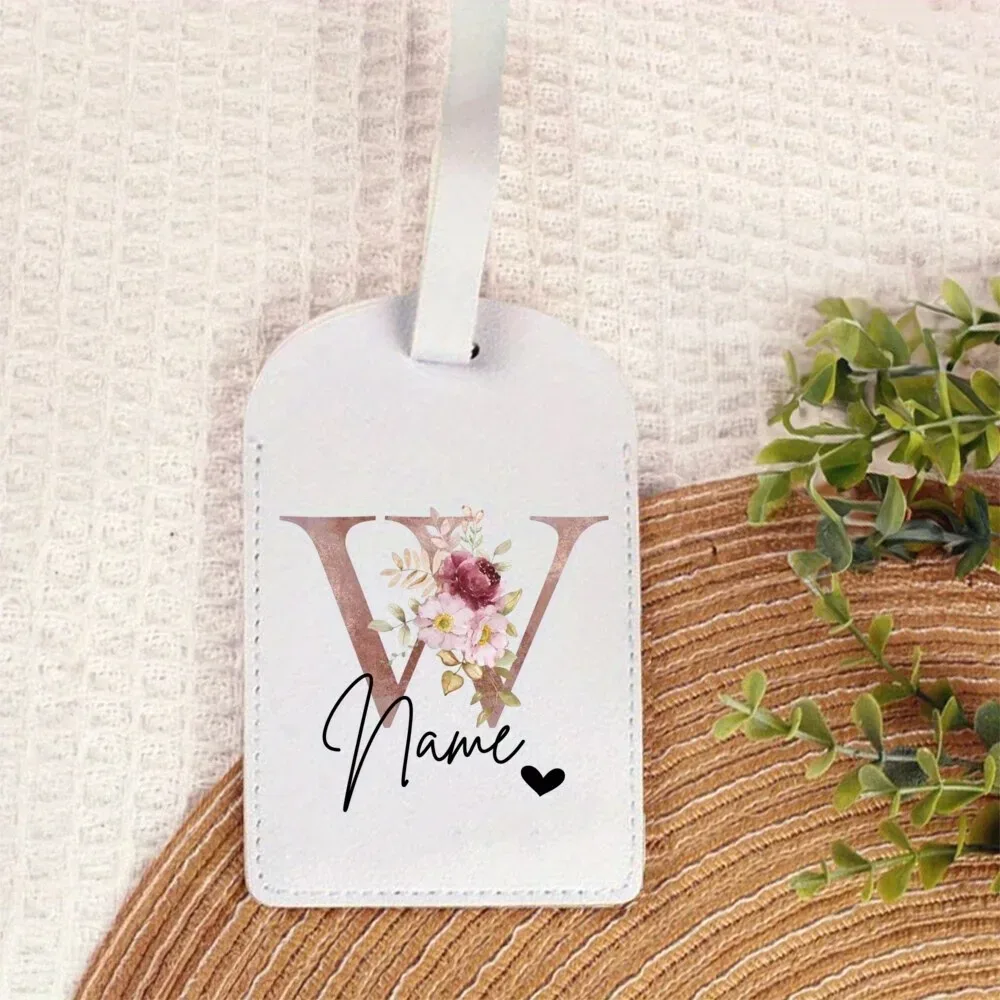 étiquette de bagage personnalisée avec nom |   accessoires de voyage portables personnalisés en pu, avec monogramme imprimé tendance, idéaux pour les fêtes