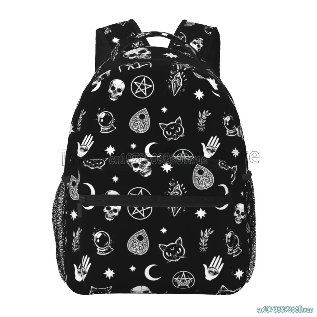 noir sorcière crâne lune divination sacs à dos école livre sacs étanche étudiant sac à dos pour ordinateur portable décontracté voyage sport sacs à dos