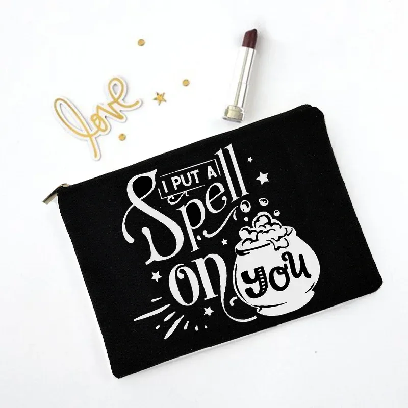 sac de rangement pour cosmétiques avec impression de sorcière amusante, sac de maquillage, sac à la mode pour femmes, trousse à maquillage multifonction, étuis à crayons