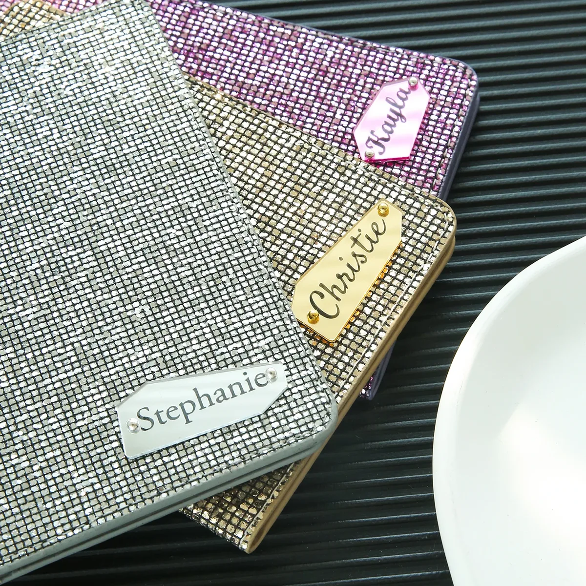 porte-passeport personnalisé avec nom et paillettes disco, porte-passeport unique avec étiquette nominative miroir brillante, cadeau de voyage