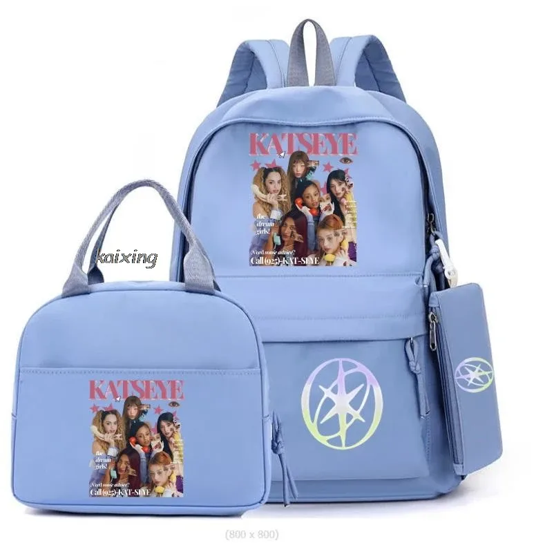 3 pièces/ensemble chaud katseye drôle impression sacs à dos fourre-tout et pochette grande capacité léger et respirant sac à dos extérieur
