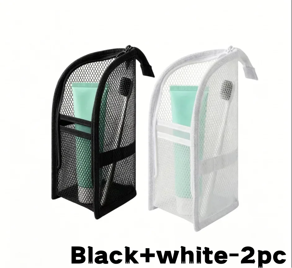 1/2 pièces trousse de toilette de voyage portable en maille, sac à cosmétiques autoportant en eva imperméable, organisateur de rangement pliable pour salle de bain, gym, hôtel