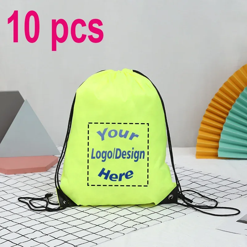 sac à dos personnalisé avec proximité wstring, sac de voyage en plein air, de dehors, d'entraînement, de chaussures de bug astique, impression de logo, cadeau personnalisé, 10 pièces/lot