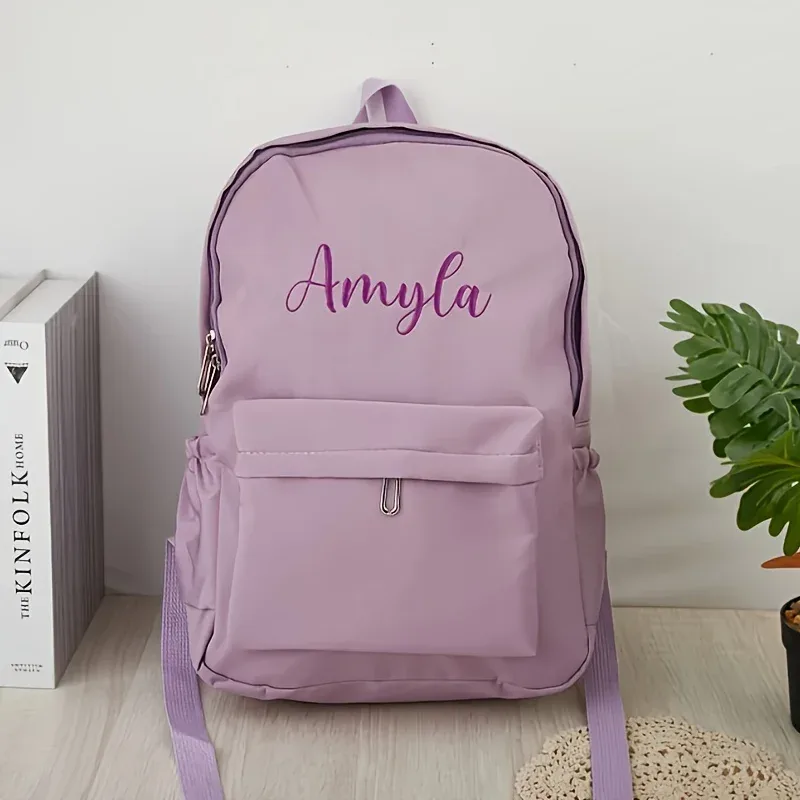sac à dos scolaire diy personnalisé avec broderie, en tissu oxford, pour femmes, hommes, étudiants, sac de voyage, sac à dos de jour léger au design simple