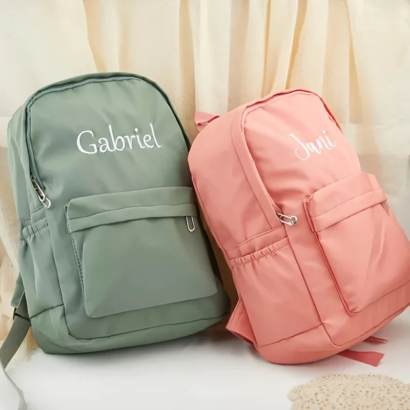sac à dos avec nom personnalisé, simple, léger, de haute qualité, pour la saison scolaire, cadeau de voyage, cartable en nylon