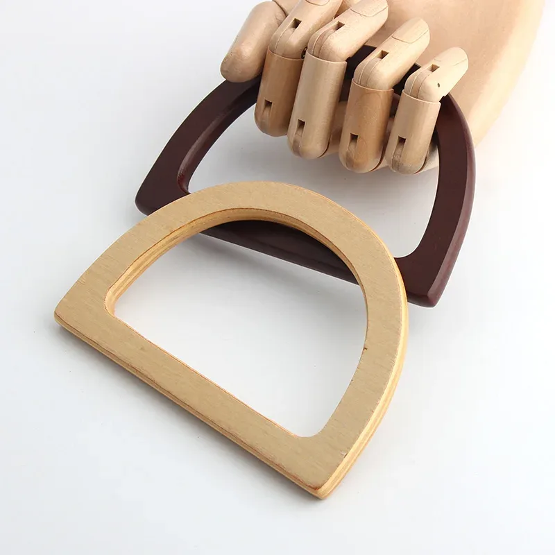 sac en bois simple et élégant, poignée en forme de d, pièces de rechange, portefeuille, sac à main, poignée de sac artisanal, 2 pièces