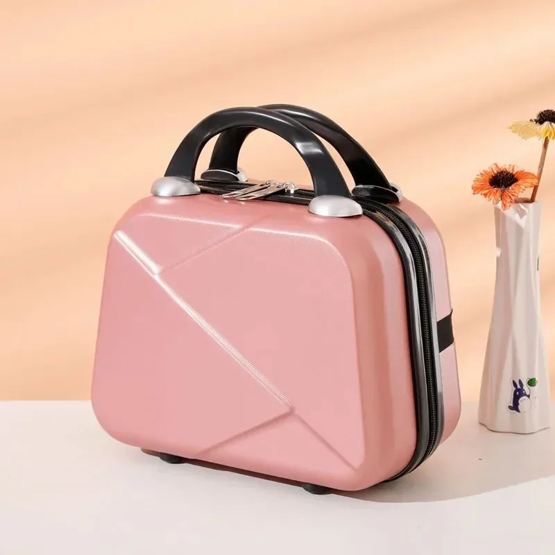 sac de maquillage de voyage pour femmes de 14 pouces, mini valise compacte en plastique abs, design uni, idéal pour un usage personnel