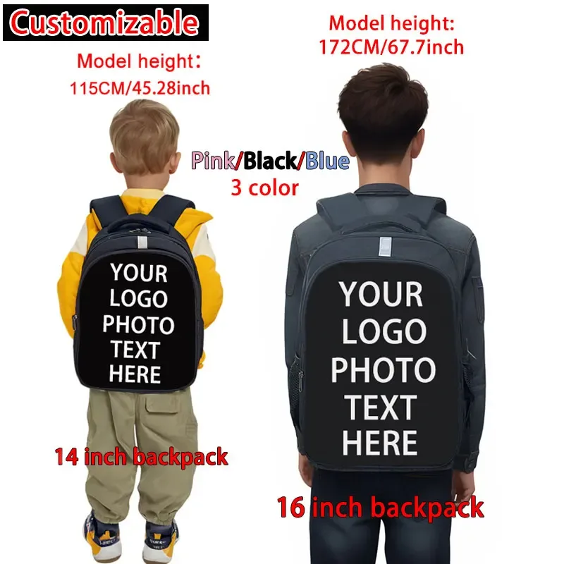 14/16 pouces personnaliser rose/noir/bleu sac à dos femmes hommes sac à dos étudiant sacs d'école pour adolescents sac à dos sac à dos pour ordinateur portable Bookbag