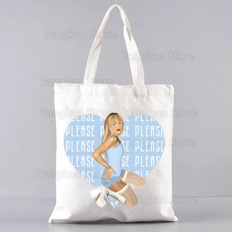 sabrina carpenter short n' sweet sacs à main unisexes sac fourre-tout en toile personnalisé imprimé utilisation quotidienne sac de courses décontracté de voyage réutilisable