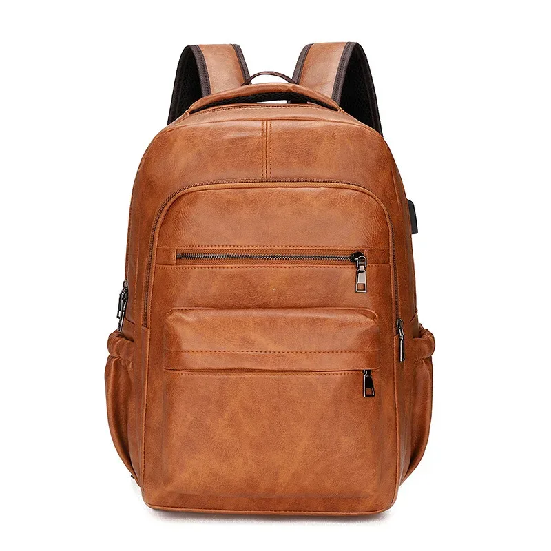 sac à dos hommes sac à dos en cuir pu grands sacs à dos d'ordinateur portable mâle mochilas cartable pour adolescents de haute qualité usb charge
