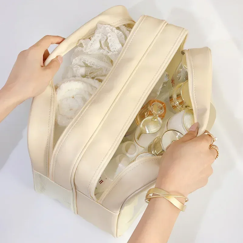 sac de maquillage séparé pour articles humides et secs, trousse de toilette portable, sac de rangement grande capacité pour essentiels de voyage, fitness et natation