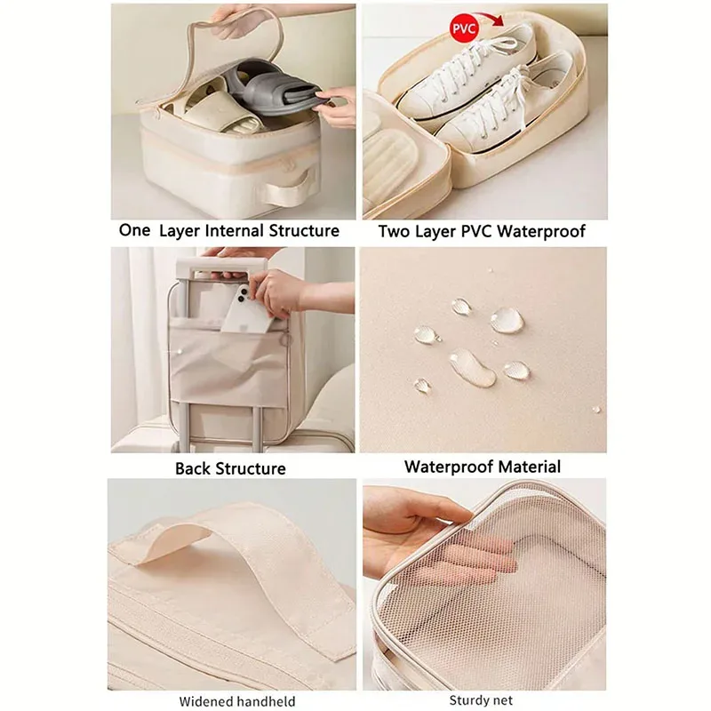 nouvelle sacoche de voyage pour chaussures, sac de rangement en maille respirante lavée, pour plusieurs paires de chaussures, boîte à chaussures portable pour voyages d'affaires