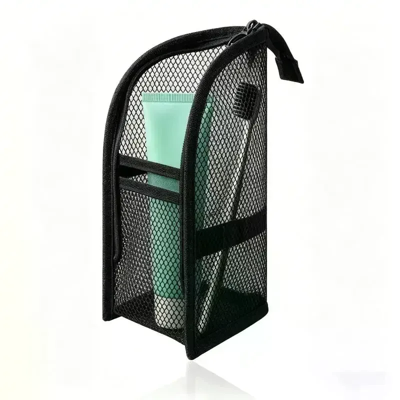 sac de toilette de voyage en maille respirante, avec poches de rangement, design vertical, pour les vacances et les voyages d'affaires, 1 pièce