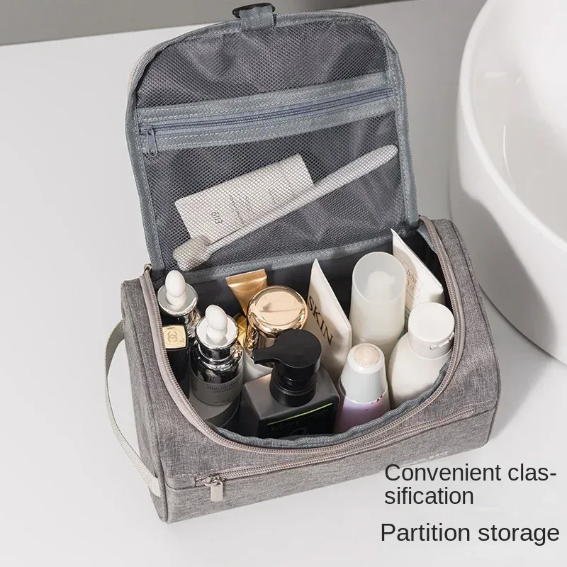 sac de rangement cosmétique étanche pour hommes, organisateur de toilette de voyage en nylon de grande capacité, pochette de lavage de maquillage à fermeture éclair suspendue pour femmes