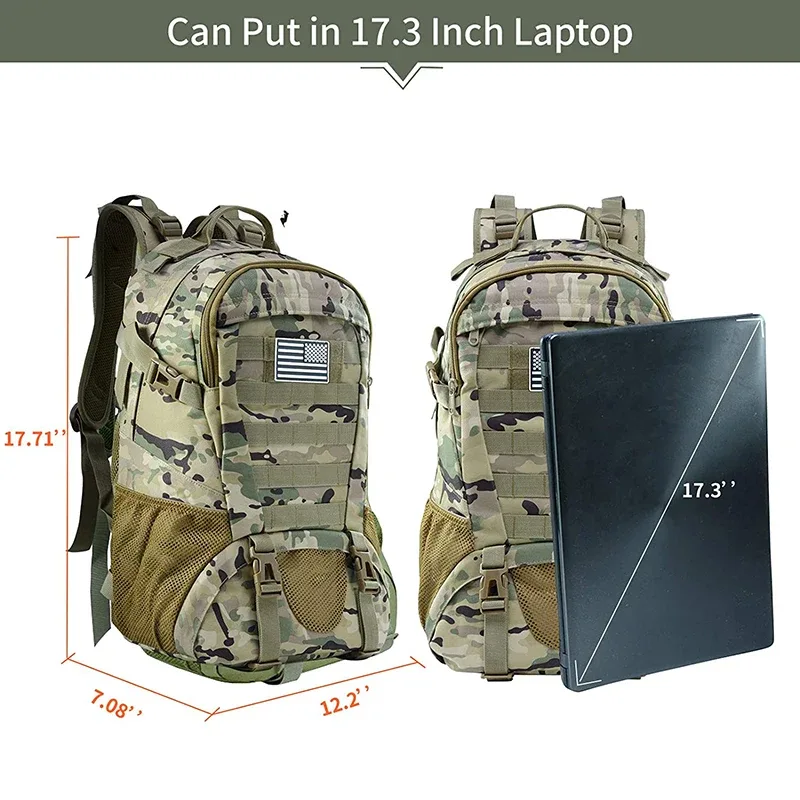 sac à dos de randonnée militaire pour hommes et femmes, sac à dos de chasse, sac à dos molle, sac à dos de trekking, sac à dos de randonnée extérieur edc, 35l