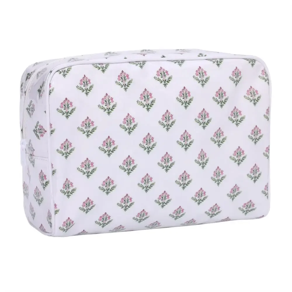 sac à cosmétiques en polyester pvc, double couche, imperméable, organiseur de maquillage portable, sac de rangement pour cosmétiques imprimé en couleur, voyage en plein air