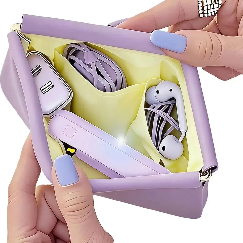 mini sac de rangement portable en pu - conception à ressort auto-fermant, pochette polyvalente pour écouteurs filaires, rouge à lèvres et petits accessoires