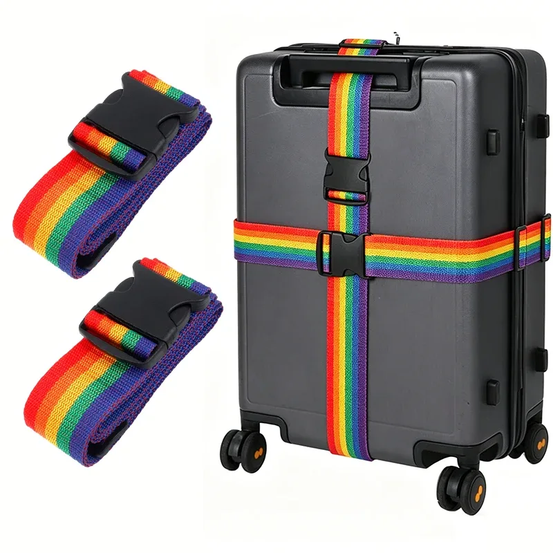 sangles de bagages durables antivol, 2 pièces, ceintures de valise de voyage aux couleurs vives, sangles de bagages réglables, accessoire de bagages de voyage