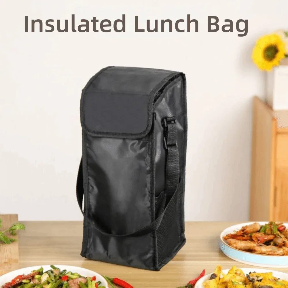 nouvelle sacoche isotherme grande capacité en film aluminium noir, sac à lunch épaissi pour garder les aliments au chaud