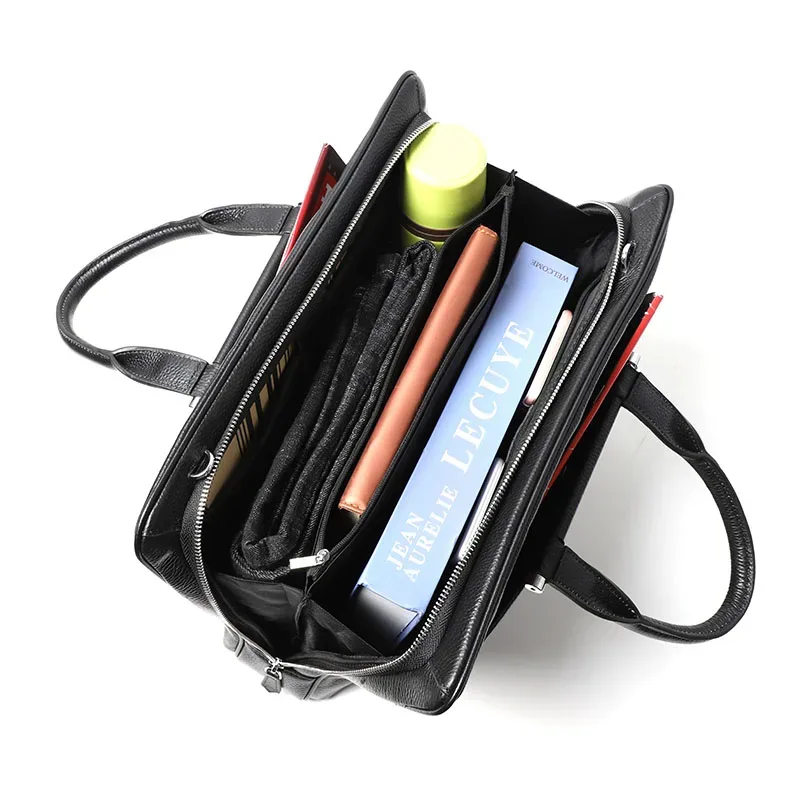 porte-documents de grande capacité en cuir véritable pour ordinateur portable, sacs en cuir de haute qualité pour hommes, sac à bandoulière à plusieurs compartiments pour affaires