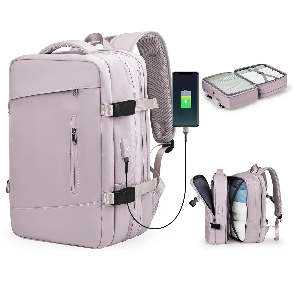 sac à dos de voyage pour ordinateur portable, sac à dos de transport extensible extra large de 25 à 40 l pour femmes et hommes, sacs à dos pour ordinateur portable résistants à l'eau