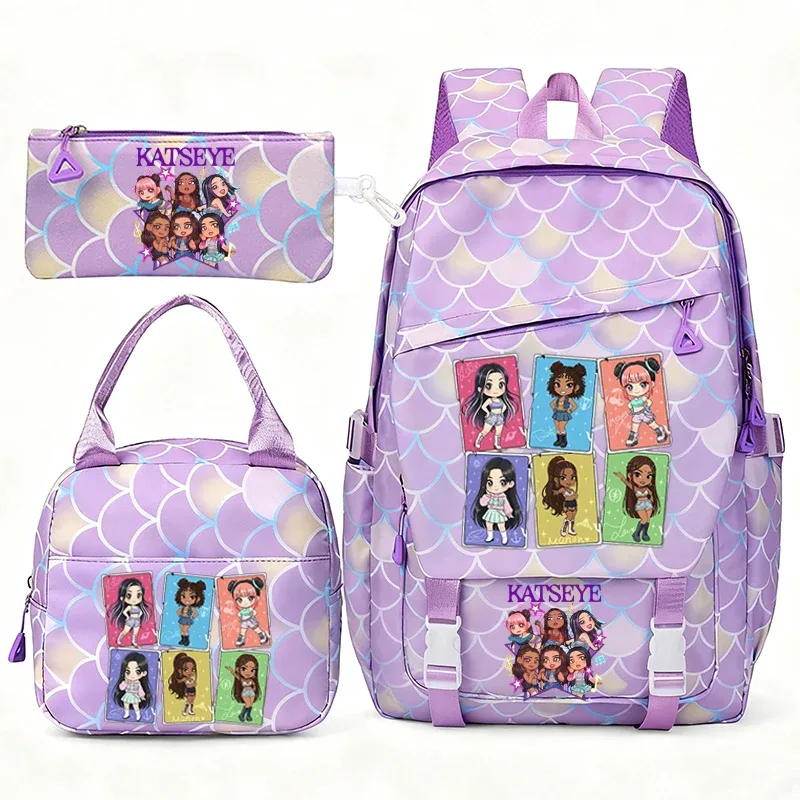 katseye musique sacs à dos pour filles garçons 3 pièces voyage haute capacité étudiants sacs d'école couleur fraîche ordinateur portable mochilas yk2