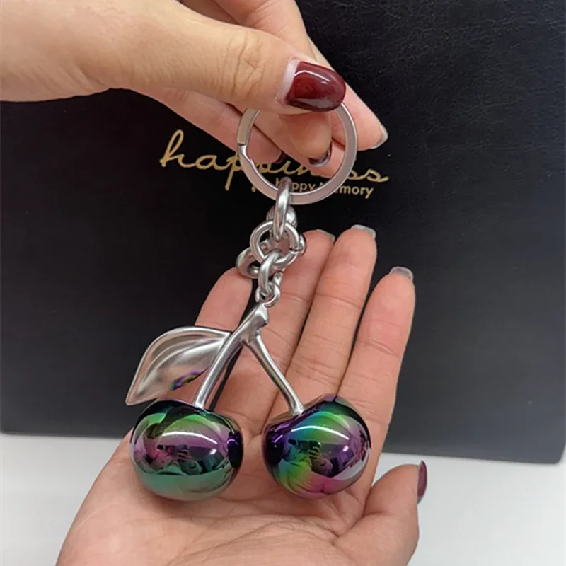 pendentif cerise de couleur dégradée pour sac à main d'entraîneur, sacs à bandoulière, accessoires cadeau, porte-clés pendentif cerises pour femmes