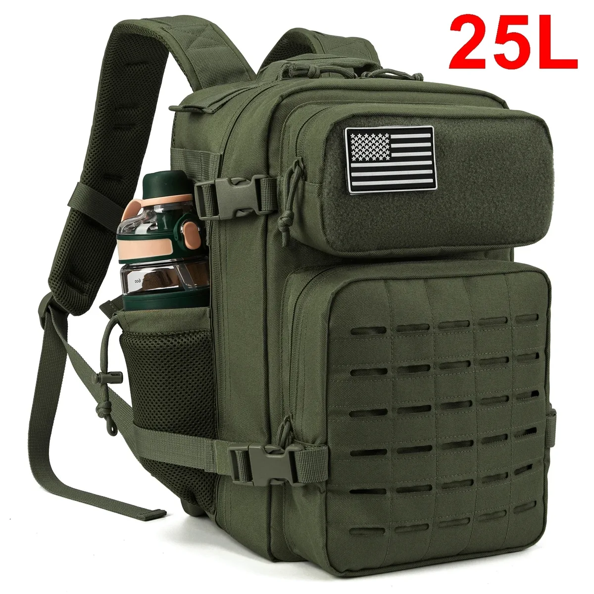 sac à dos tactique 25l/45l pour hommes et femmes, sac de survie en plein air, petit sac à dos d'école hking avec porte-bouteille