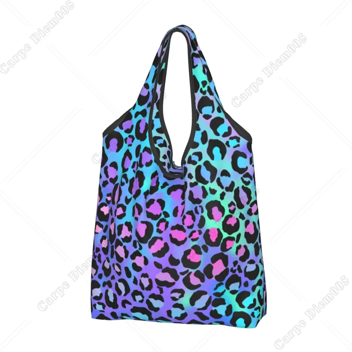 sac de courses pliable imprimé léopard coloré pour hommes et femmes, sac fourre-tout portable, sacs d'épicerie recyclables, extérieur, taille unique