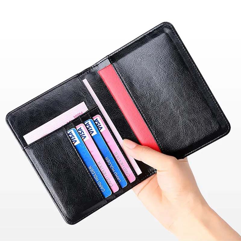 porte-passeport en cuir véritable-portefeuille de voyage bloquant rfid pour passeport et billets, étui à documents multifonctionnel