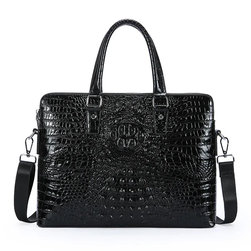 nouvelles sacoches pour ordinateur portable en cuir de vachette véritable à motif crocodile, sacs de luxe pour hommes, sacs à main pour hommes, sacs messager pour hommes, sac pour ordinateur 14 pouces
