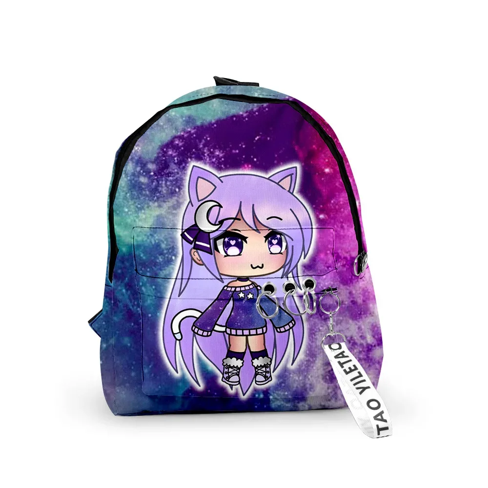 Sacs d'école Gacha Life pour jeunes, sacs à dos pour garçons/filles, impression 3D, Oxford, imperméable, porte-clés, petits sacs de voyage