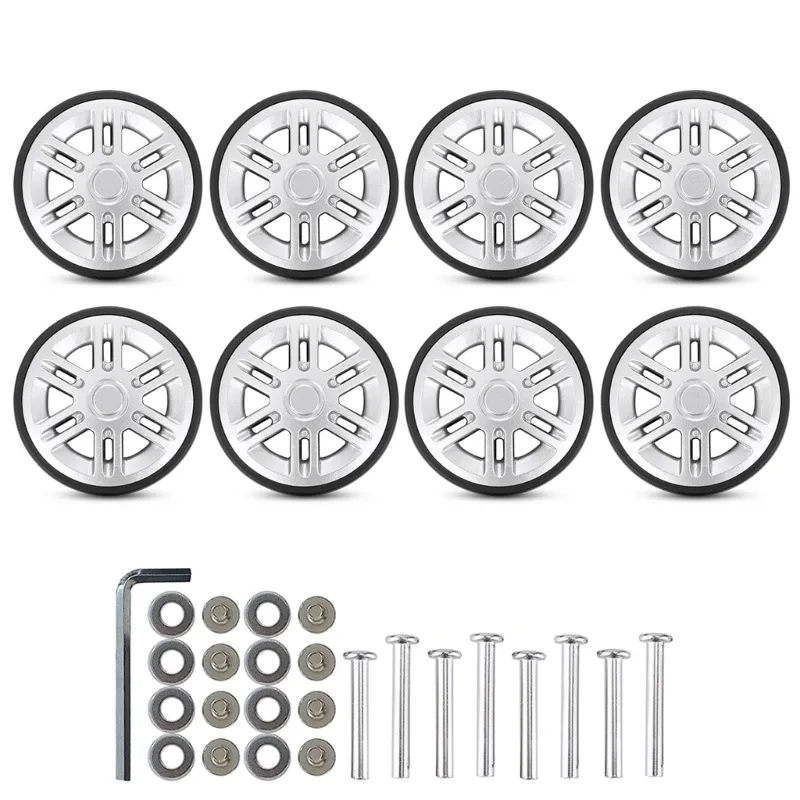roues remplacement bagages 60mm, réparation roues valise double en caoutchouc 8 pièces