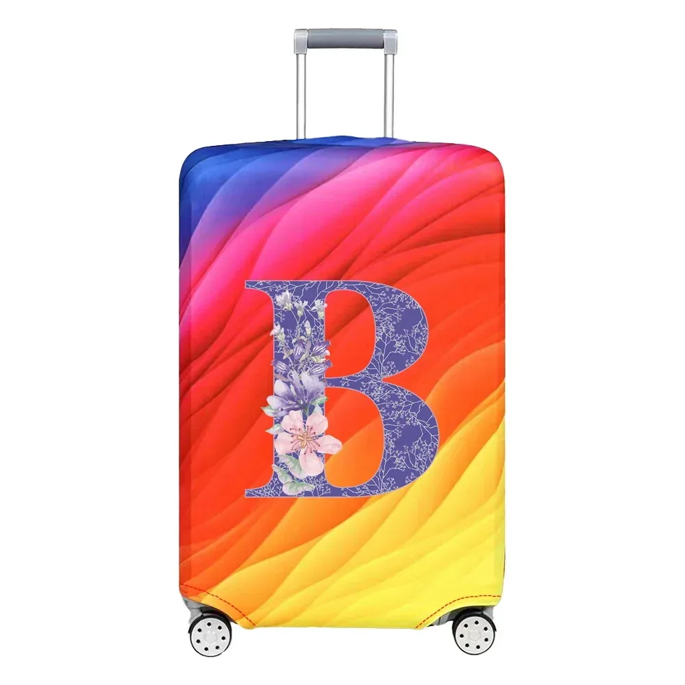 housse de protection pour bagages en tissu extensible, housse anti-poussière, anti-rayures, valise pour sac de 18 à 32 pouces, motif de lettres de fleurs violettes