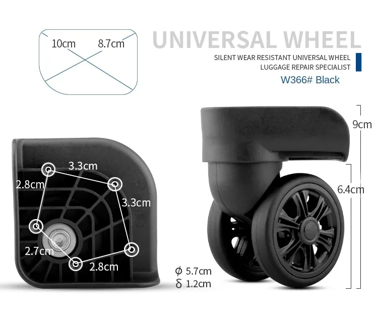 accessoires de roulettes de valise, roue universelle de réparation pour valise trolley polo, roue de valise en cuir