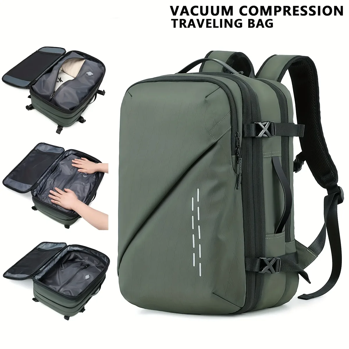 sac à dos transfrontalier grande capacité, sac de compression sous vide pour homme, élégant et simple, sac à dos de voyage extensible pour ordinateur