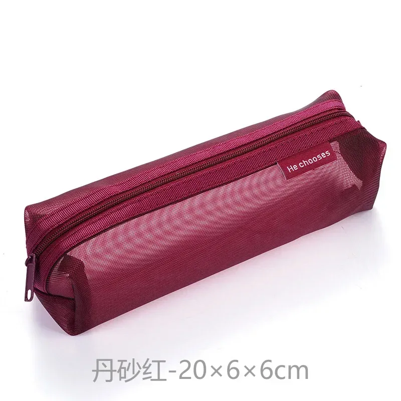 sac à cosmétiques en maille de nylon transparent simple, sac de papeterie pour étudiants, trousse à crayons, sac de rangement portable de grande capacité, pochette de maquillage