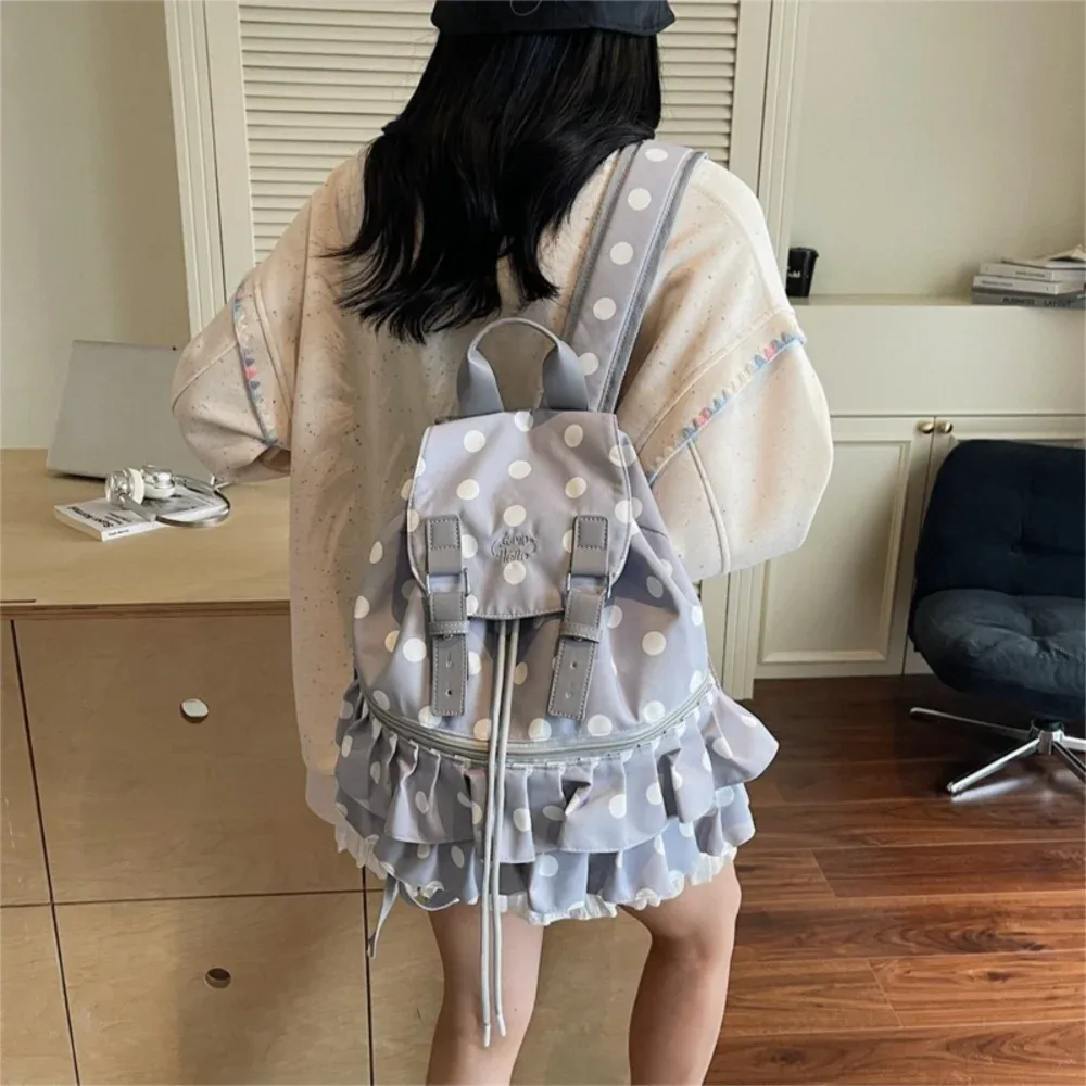sac à dos créatif à pois, grande capacité, sac d'école décontracté, sac à bandoulière multifonctionnel, voyage