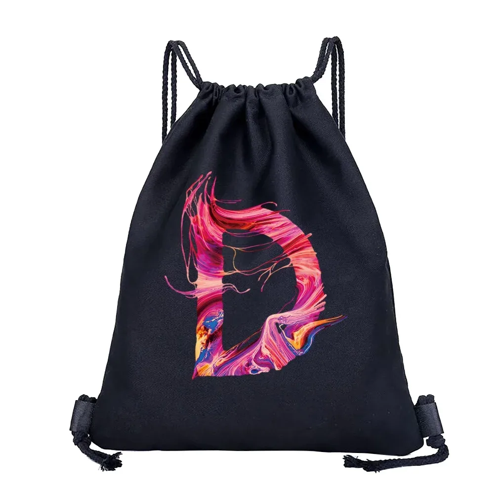 26 initiales impression sac à cordon sac à dos hommes et femmes plage sport voyage sac à dos enfant cadeau fournitures sac portable divers sac
