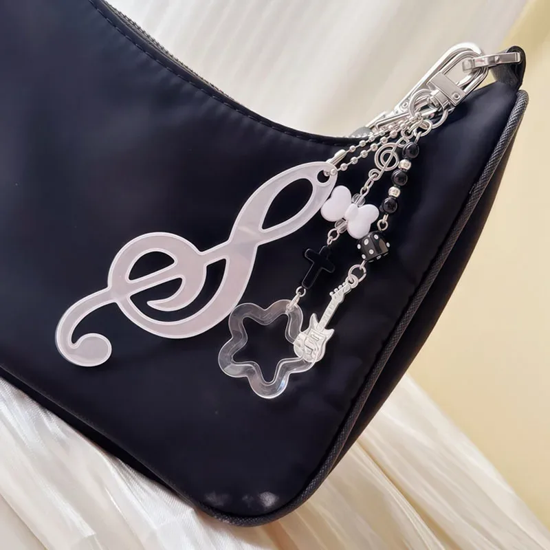 breloque de sac à thème musical y2k, nœud en ruban, porte-clés en forme de cœur, itabag, décoration suspendue pour sac à dos, accessoire cadeau pour adolescentes