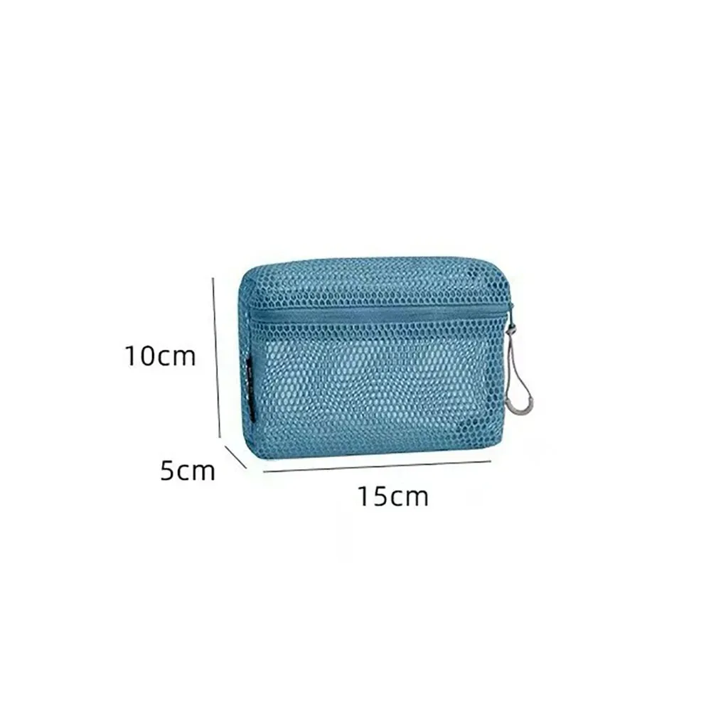 pochette de rangement en nylon décontractée, sac à cosmétiques en maille à main avec fermeture éclair, pochette en maille polyvalente pour femmes